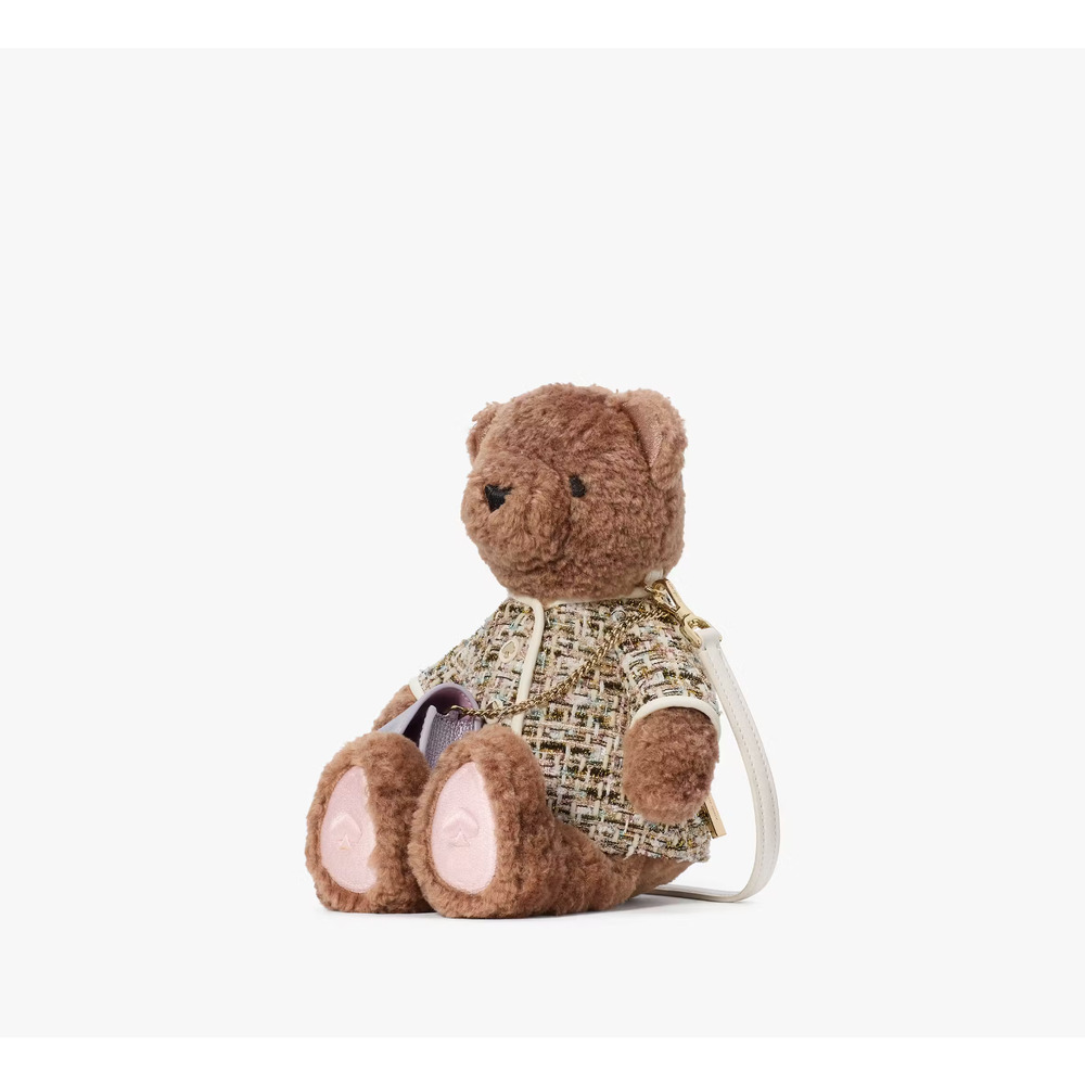 Kate Spade New York Katie Bear Tweed 3D Teddy Bear Crossbody Bag NWT - Picture 3 of 7